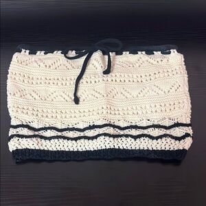 Crochet Knit tube top with Black Accents